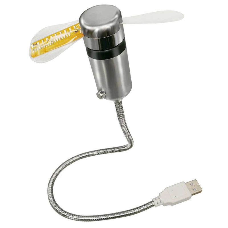 Relógio led ventilador - Mini ventilador de refrigeração piscando 5v, portátil alimentado por usb flexível led relógio.