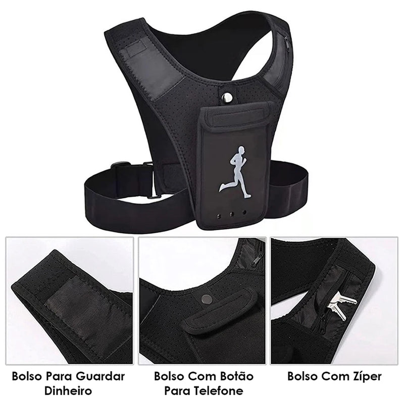 Sports Reflective Vest For Running With Phone Holder With Pockets