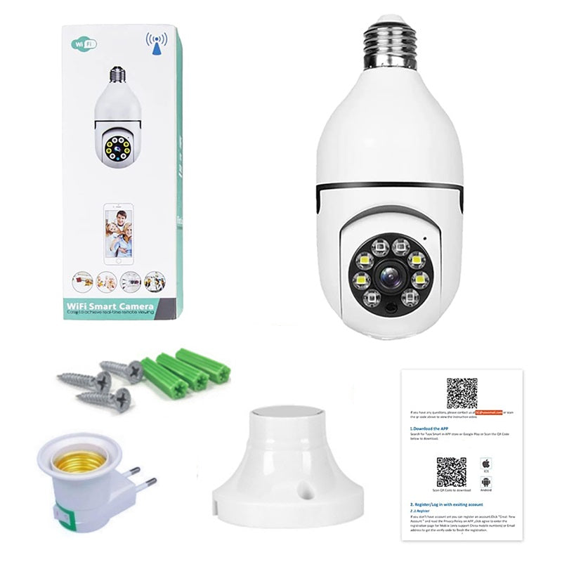 Câmera de Vigilância Ideal para Casa, Empresa etc. Sem Fio, Monitor WiFi, lâmpada IP, Vídeo, Segurança Doméstica, Proteção, Visão Noturna, Rastreamento Inteligente