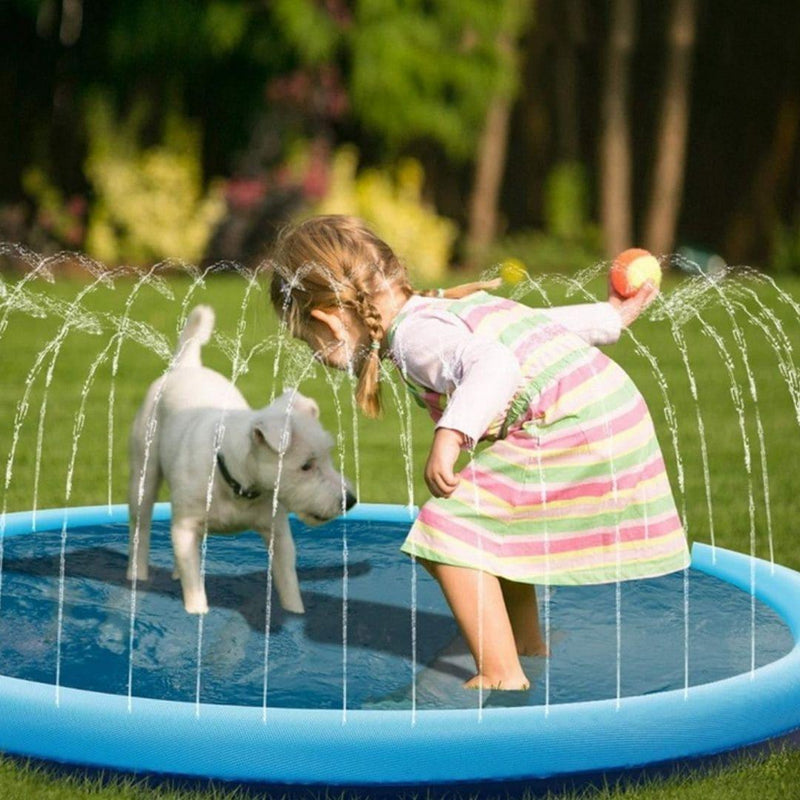 Mini Piscina Inflável com Aspersor Splash Divertido para Pets e Crianças - MELHOR QUE VER SEU PET SE DIVERTINDO, É VOCÊ E SUA FAMÍLIA SE DIVERTIR TAMBÉM!